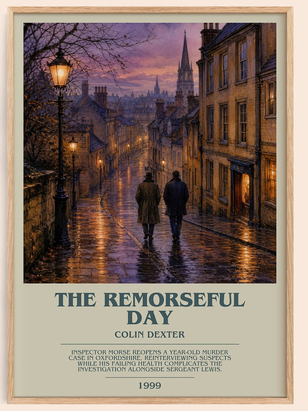 The Remorseful Day bookish book poster by Colin Dexter – framed literary art print
