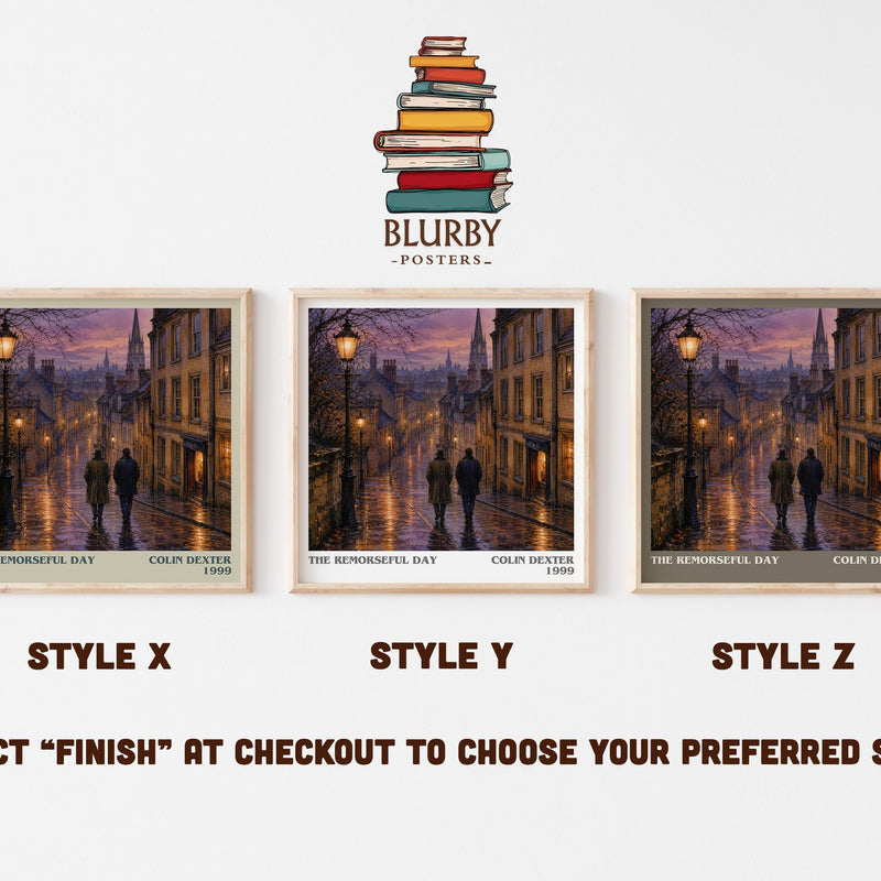 The Remorseful Day literary print in frame leaning in hallway – crime wall art