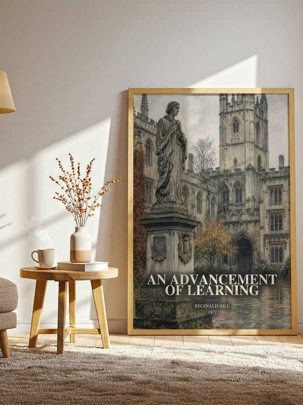 An Advancement of Learning watercolour print in frame leaning in hallway – crime wall art