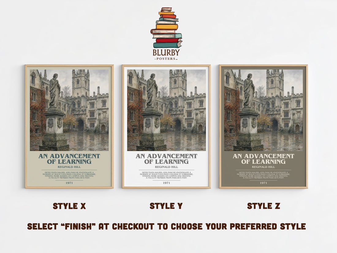 An Advancement of Learning bookish print in frame leaning in hallway – crime wall art (mockup)