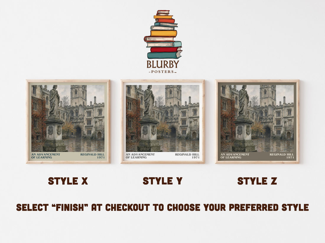 An Advancement of Learning literary print in frame leaning in hallway – crime wall art (mockup)