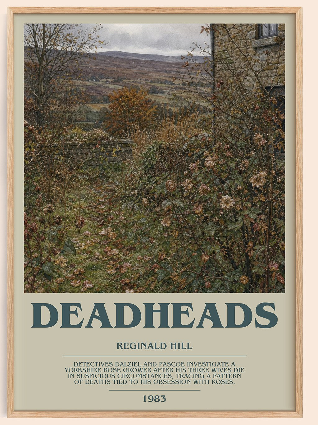 Deadheads bookish book poster by Reginald Hill – framed literary art print