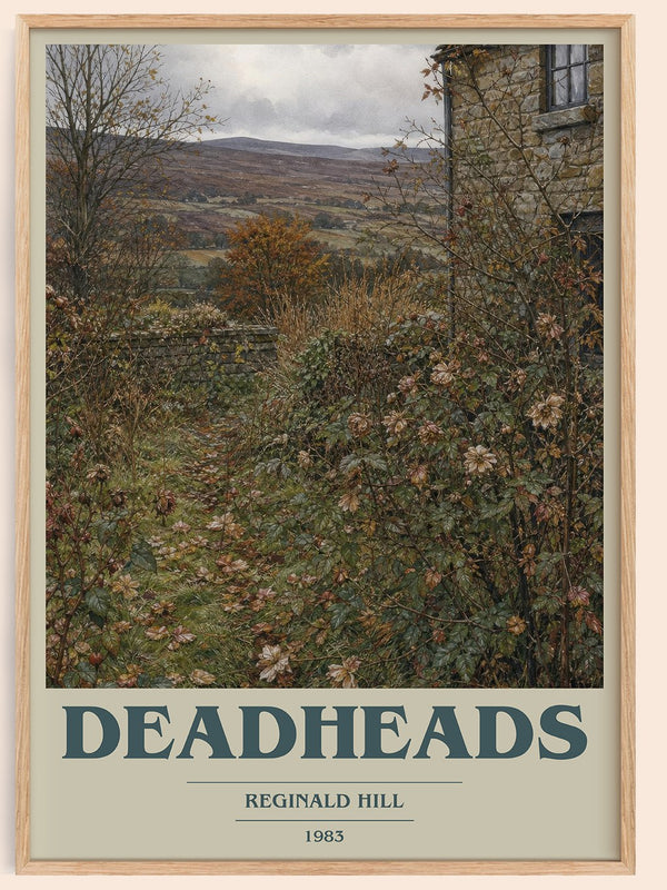 Deadheads book cover book poster by Reginald Hill – framed literary art print