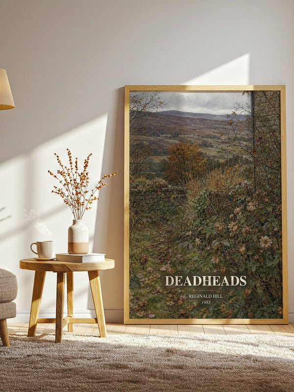 Deadheads watercolour print in frame leaning in hallway – crime wall art