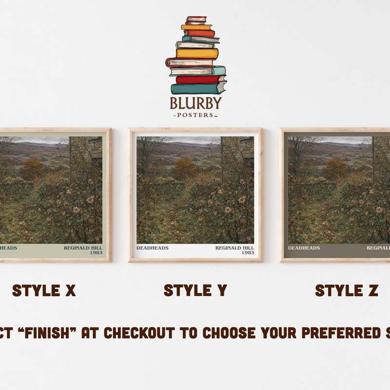 Deadheads literary print in frame leaning in hallway – crime wall art