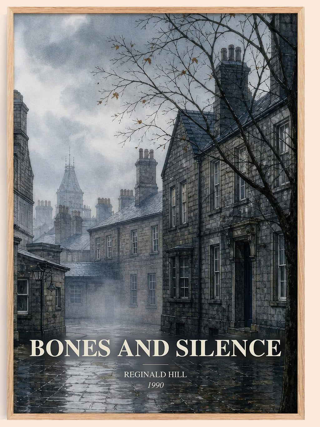 Bones and Silence watercolour book poster by Reginald Hill – framed literary art print