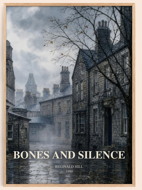 Bones and Silence watercolour book poster by Reginald Hill – framed literary art print