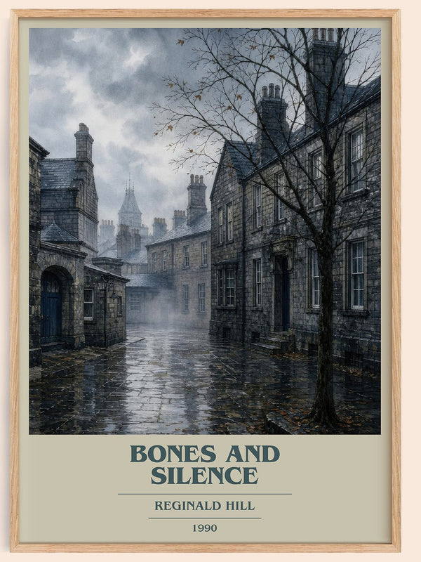 Bones and Silence book cover book poster by Reginald Hill – framed literary art print
