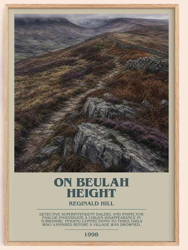 On Beulah Height bookish book poster by Reginald Hill – framed literary art print