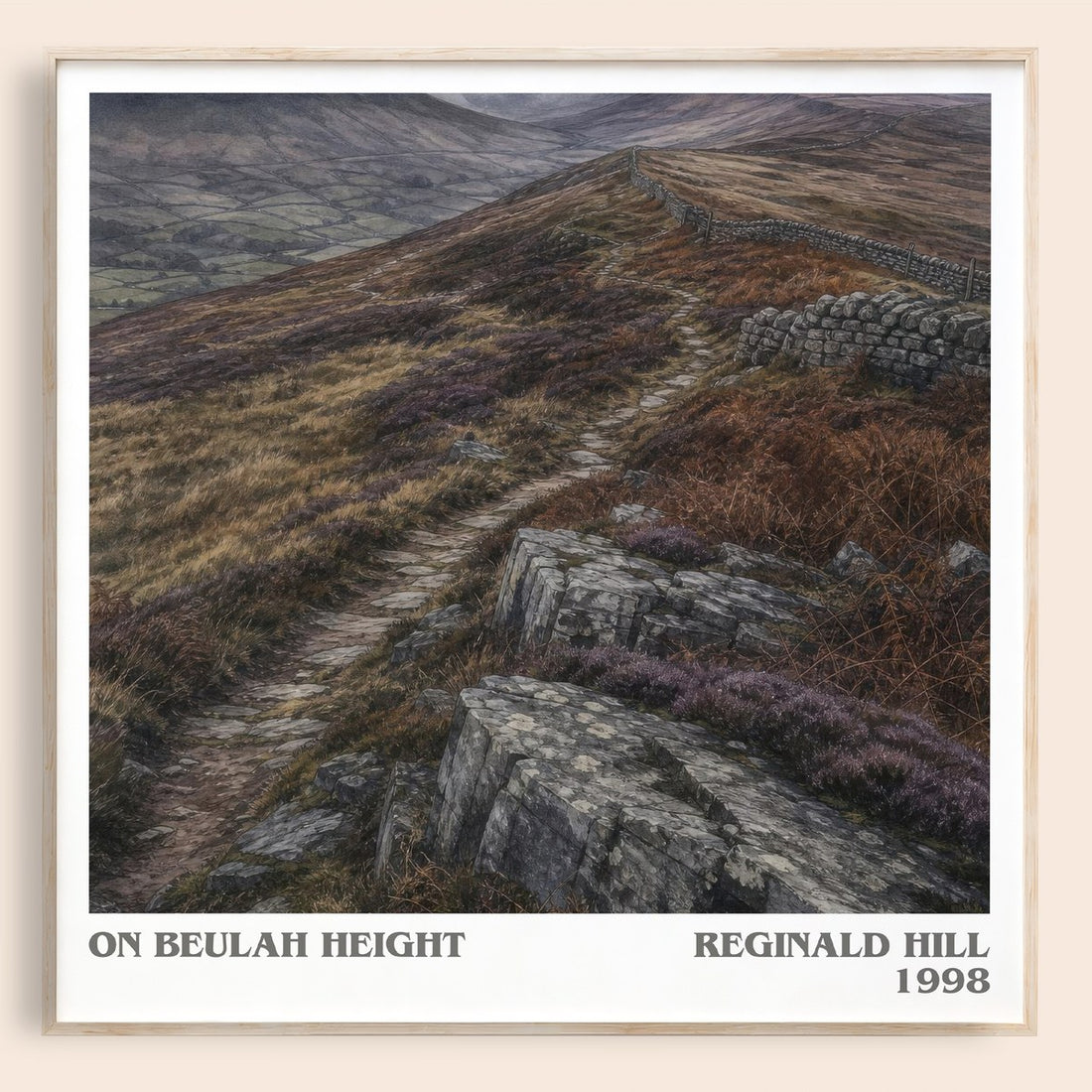 On Beulah Height literary book poster by Reginald Hill – framed literary art print
