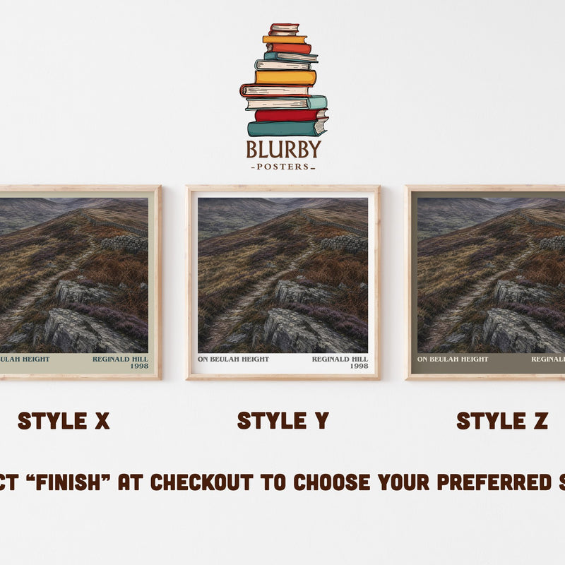 On Beulah Height literary print in frame leaning in hallway – crime wall art