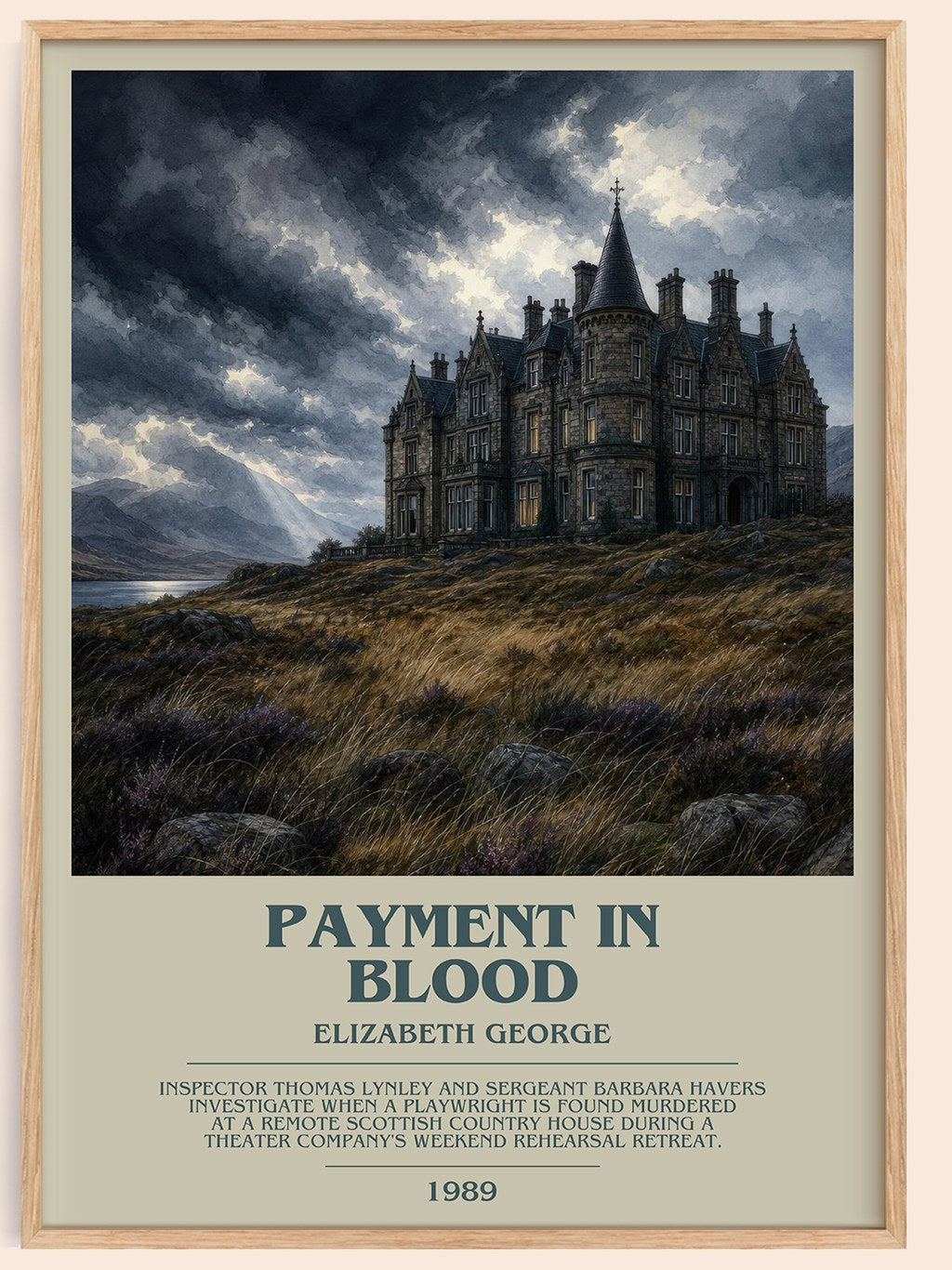Payment in Blood bookish book poster by Elizabeth George – framed literary art print