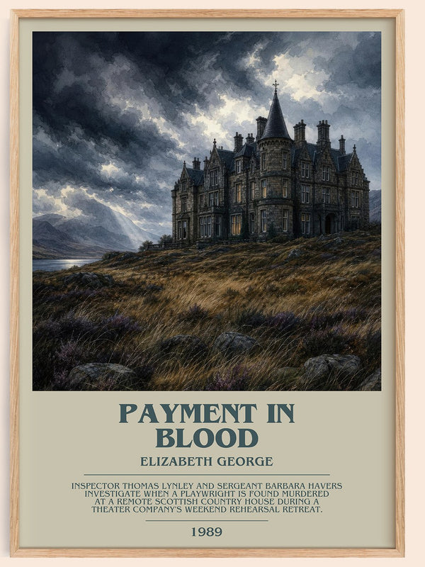 Payment in Blood bookish book poster by Elizabeth George – framed literary art print