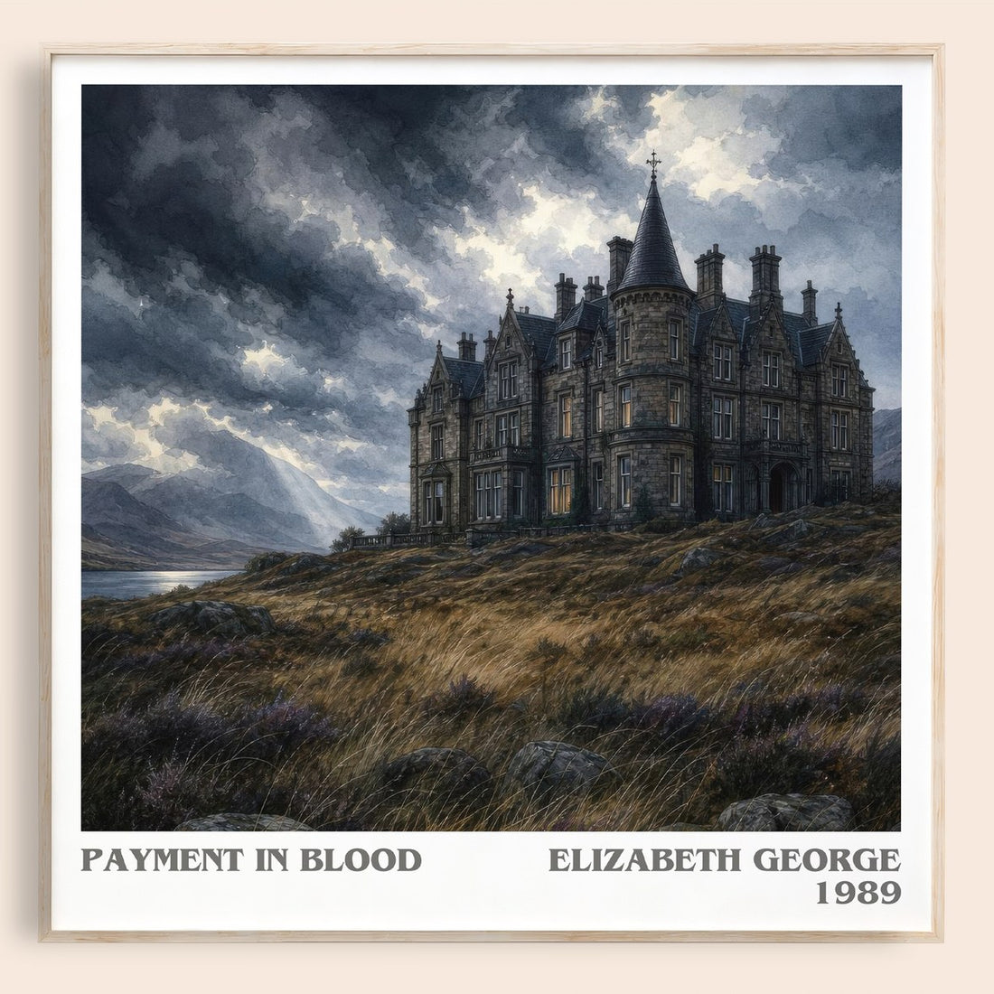 Payment in Blood literary book poster by Elizabeth George – framed literary art print
