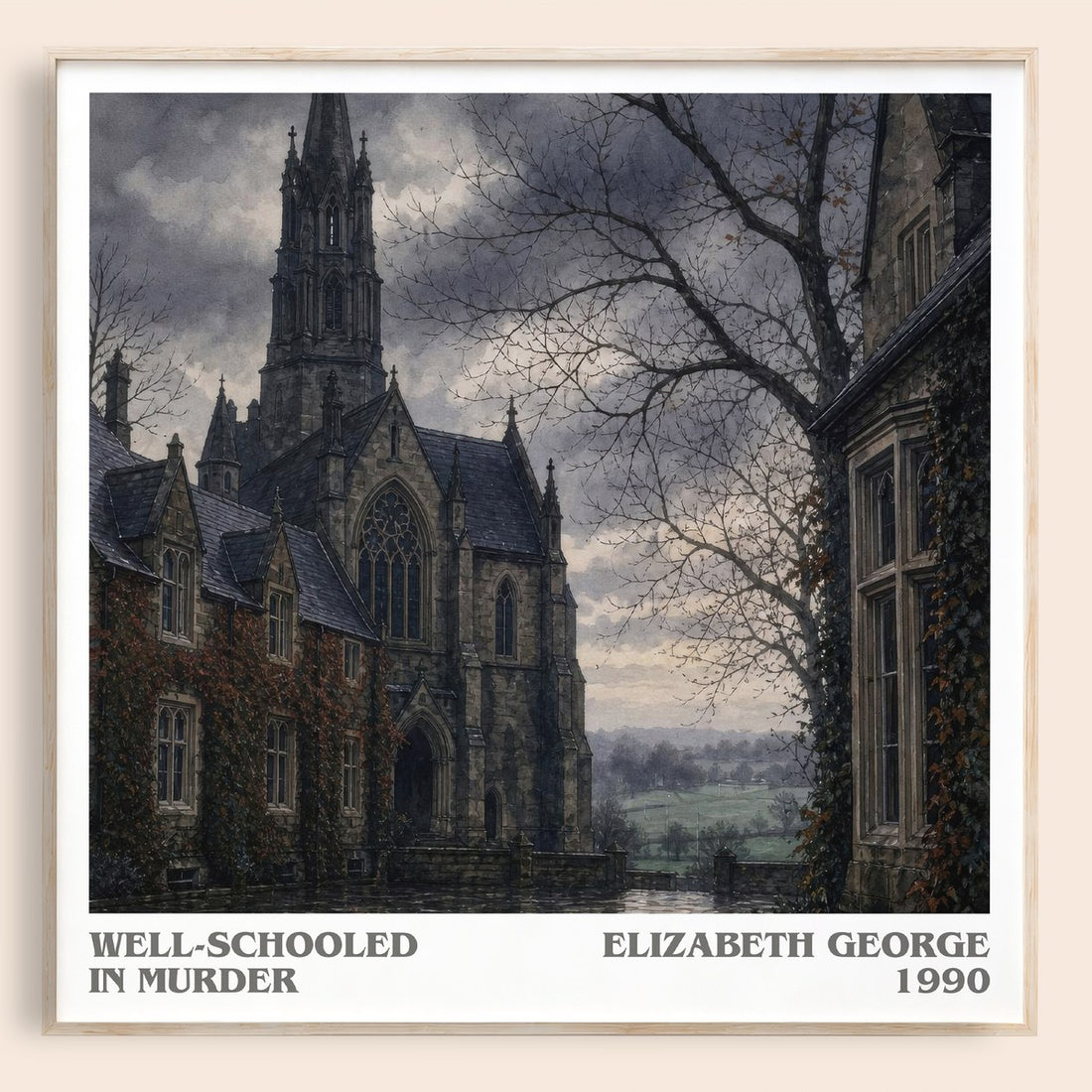 Well-Schooled in Murder literary book poster by Elizabeth George – framed literary art print