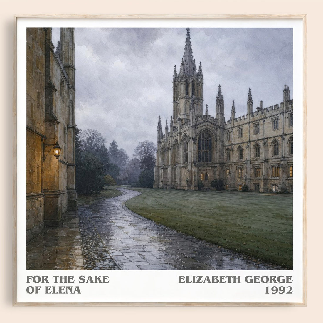 For the Sake of Elena literary book poster by Elizabeth George – framed literary art print