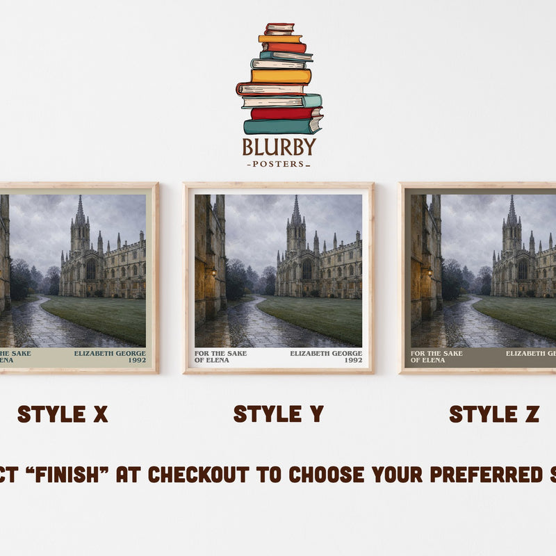 For the Sake of Elena literary print in frame leaning in hallway – crime wall art