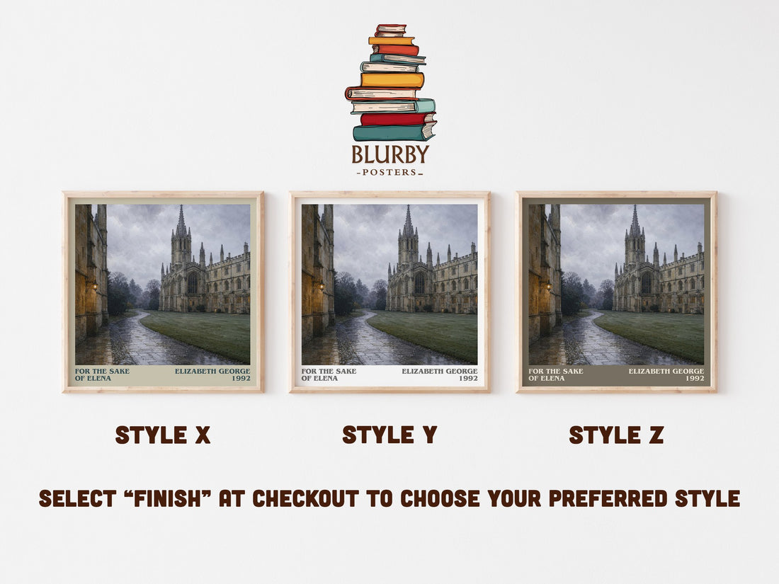 For the Sake of Elena literary print in frame leaning in hallway – crime wall art (mockup)
