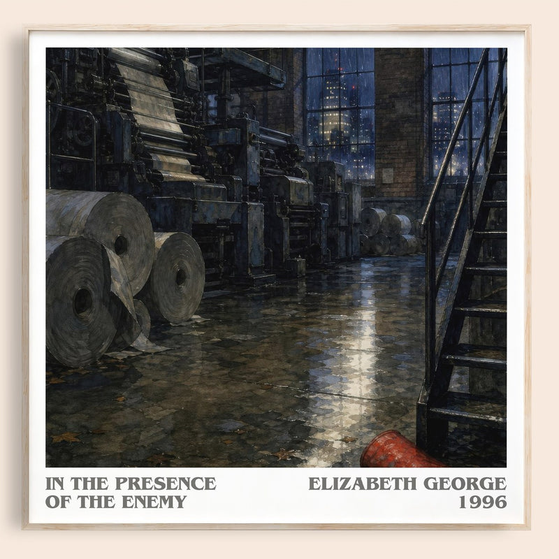 In the Presence of the Enemy literary book poster by Elizabeth George – framed literary art print