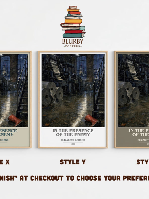 In the Presence of the Enemy book cover print in frame leaning in hallway – crime wall art
