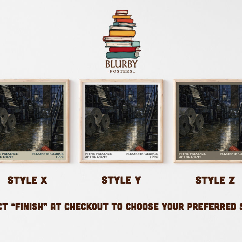 In the Presence of the Enemy literary print in frame leaning in hallway – crime wall art