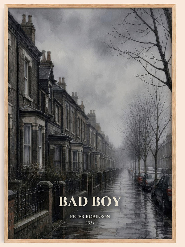 Bad Boy watercolour book poster by Peter Robinson – framed literary art print
