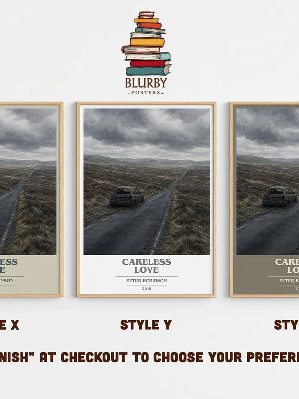 Careless Love book cover print in frame leaning in hallway – crime wall art