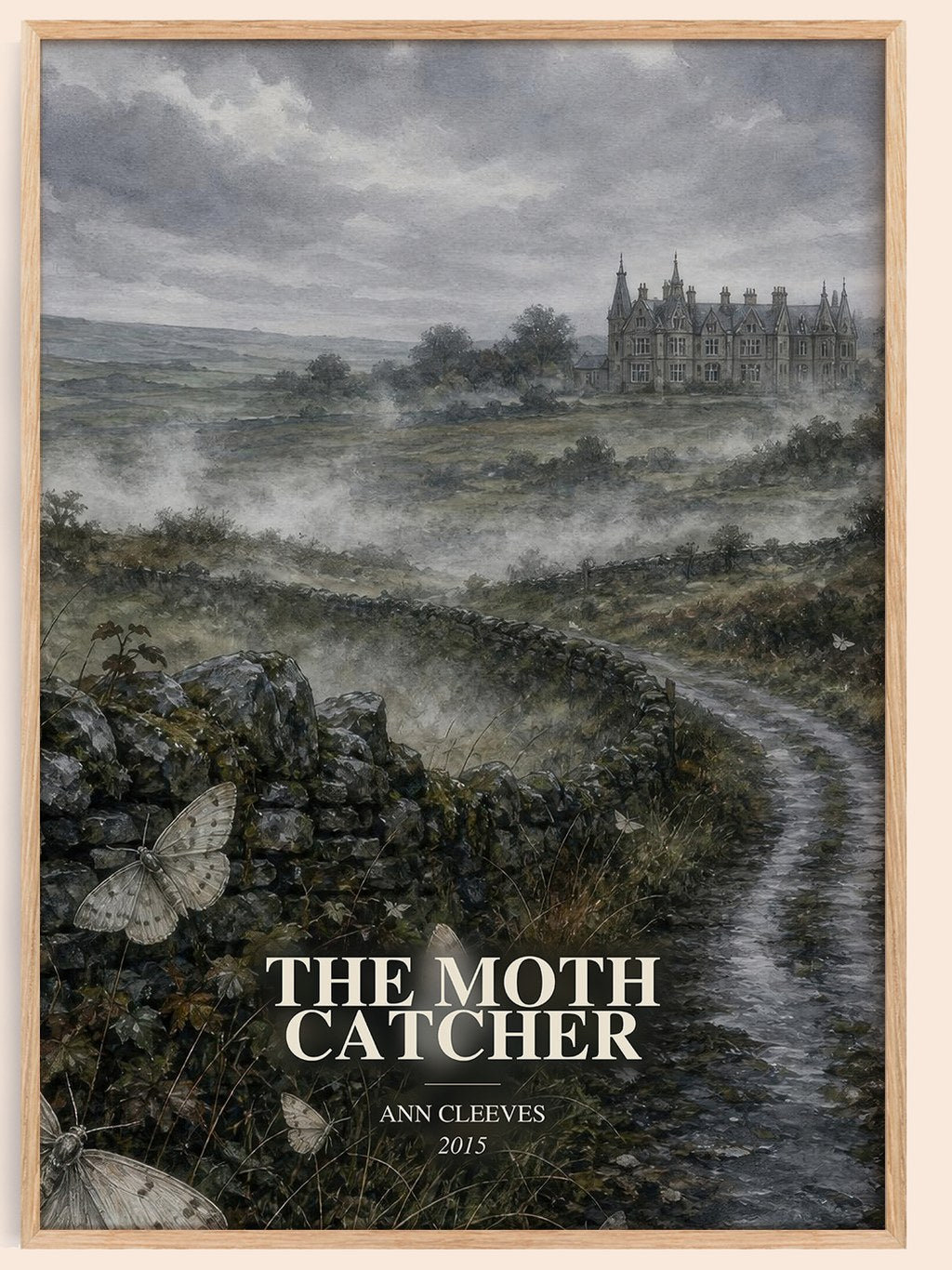 The Moth Catcher watercolour book poster by Ann Cleeves – framed literary art print