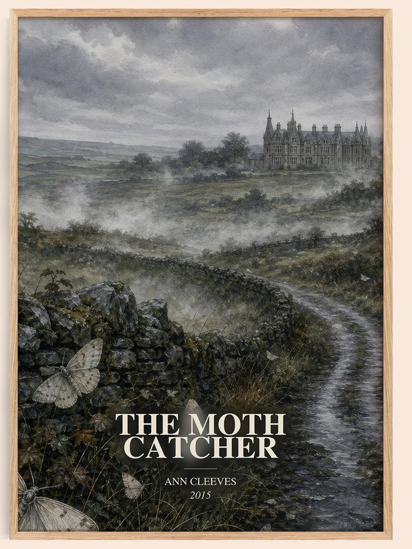 The Moth Catcher watercolour book poster by Ann Cleeves – framed literary art print