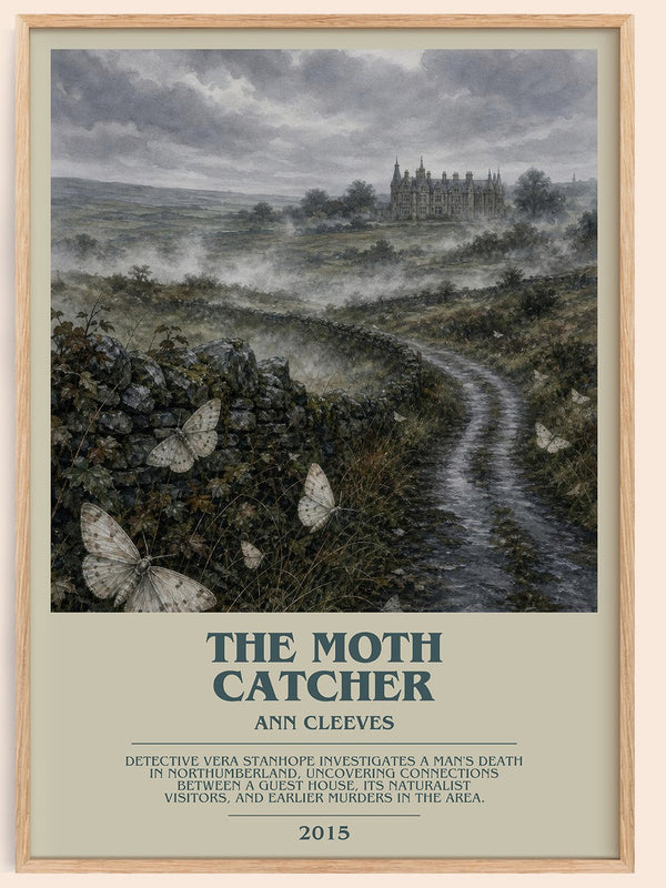 The Moth Catcher bookish book poster by Ann Cleeves – framed literary art print