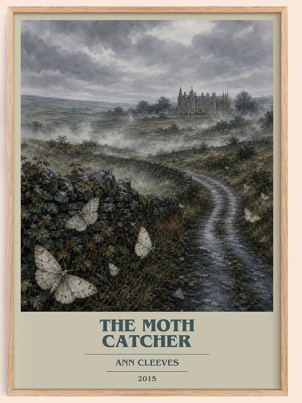 The Moth Catcher book cover book poster by Ann Cleeves – framed literary art print