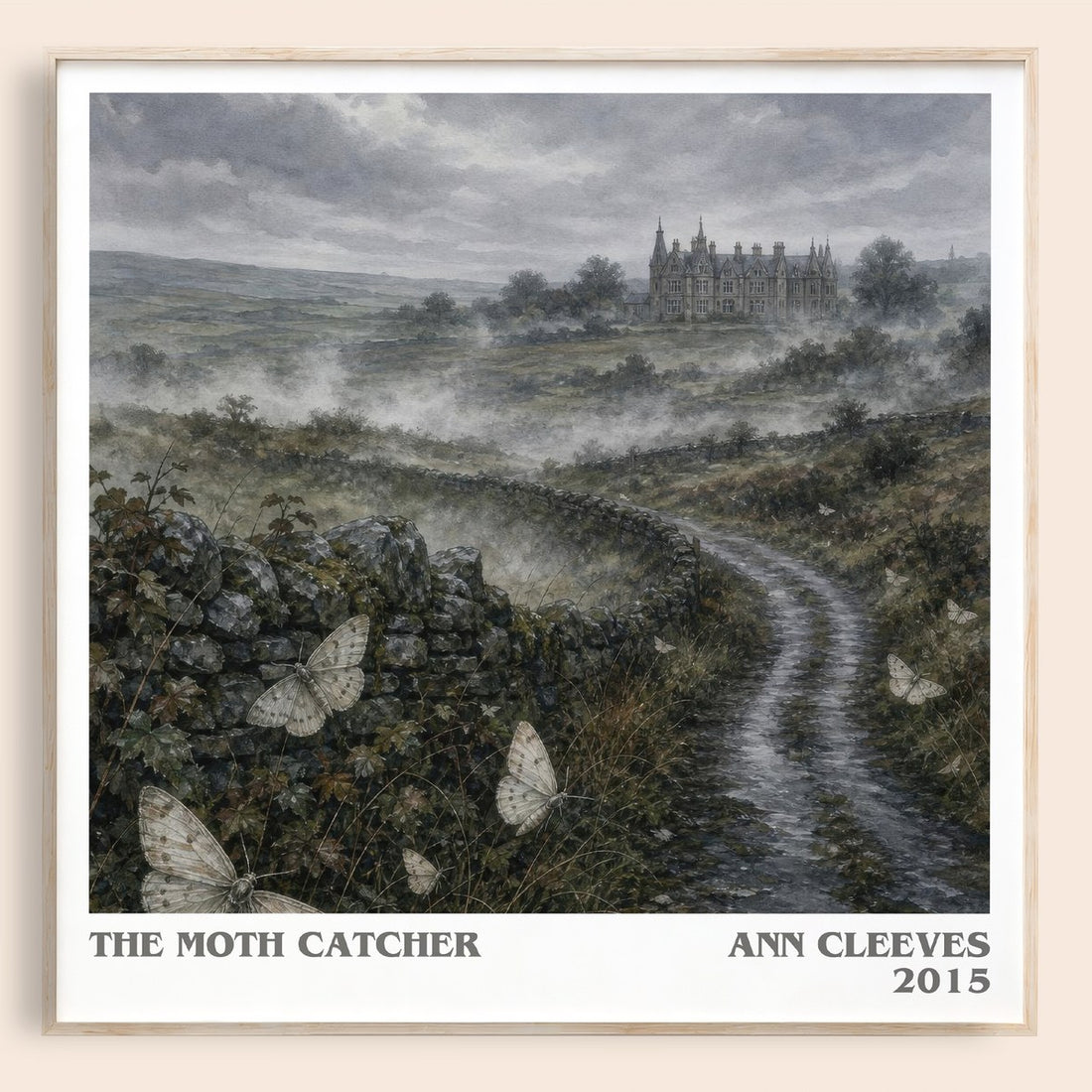 The Moth Catcher literary book poster by Ann Cleeves – framed literary art print