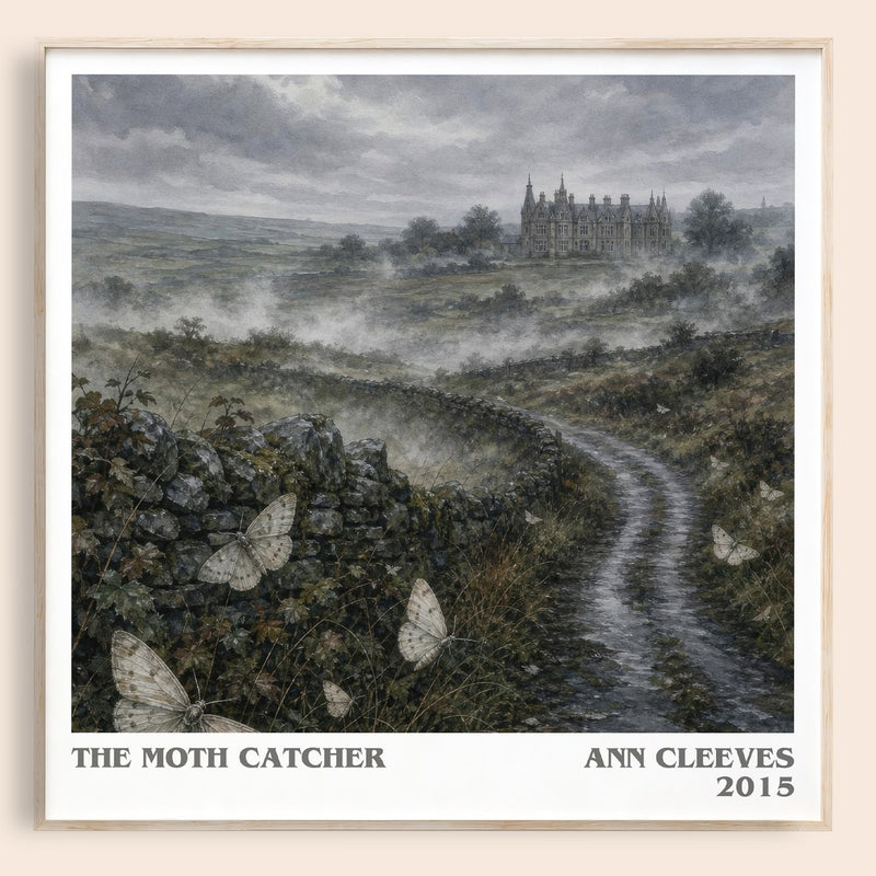 The Moth Catcher literary book poster by Ann Cleeves – framed literary art print