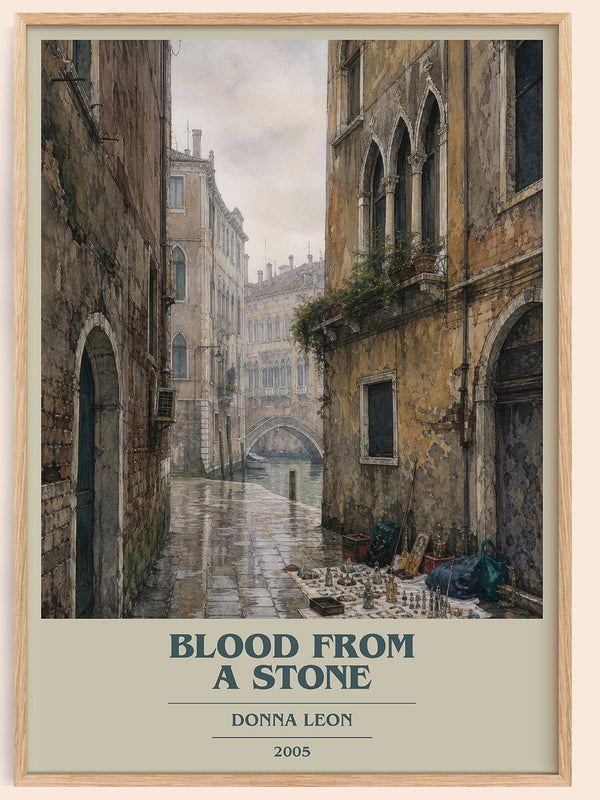 Blood from a Stone book cover book poster by Donna Leon – framed literary art print