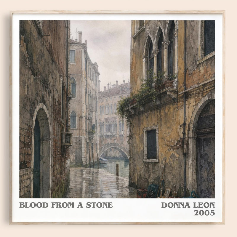 Blood from a Stone literary book poster by Donna Leon – framed literary art print