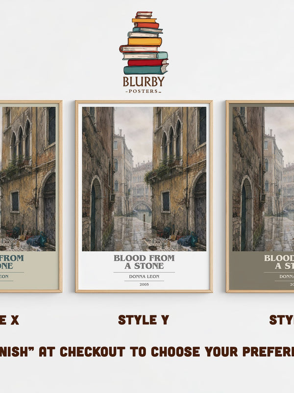 Blood from a Stone book cover print in frame leaning in hallway – mystery wall art