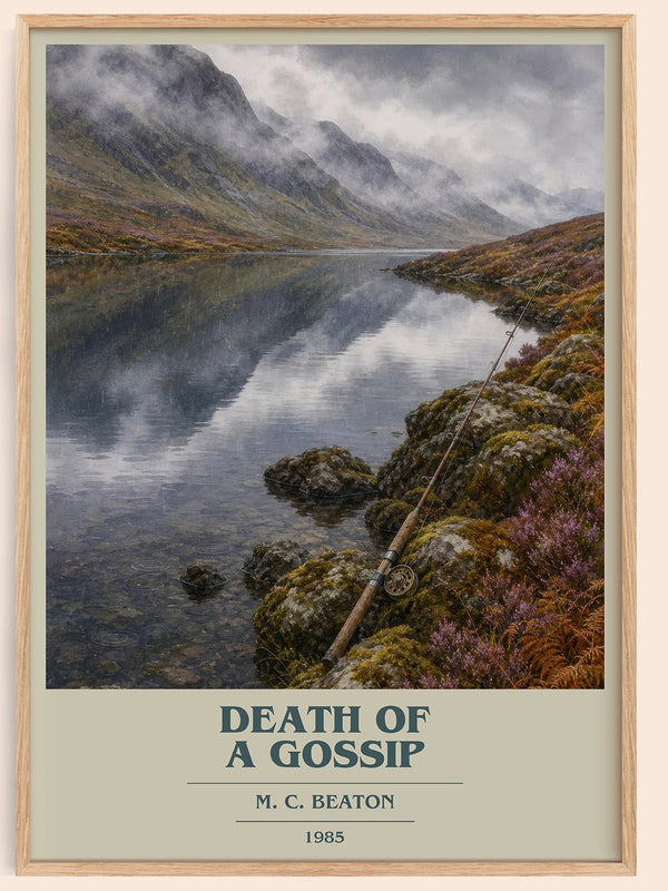 Death of a Gossip book cover book poster by M. C. Beaton – framed literary art print