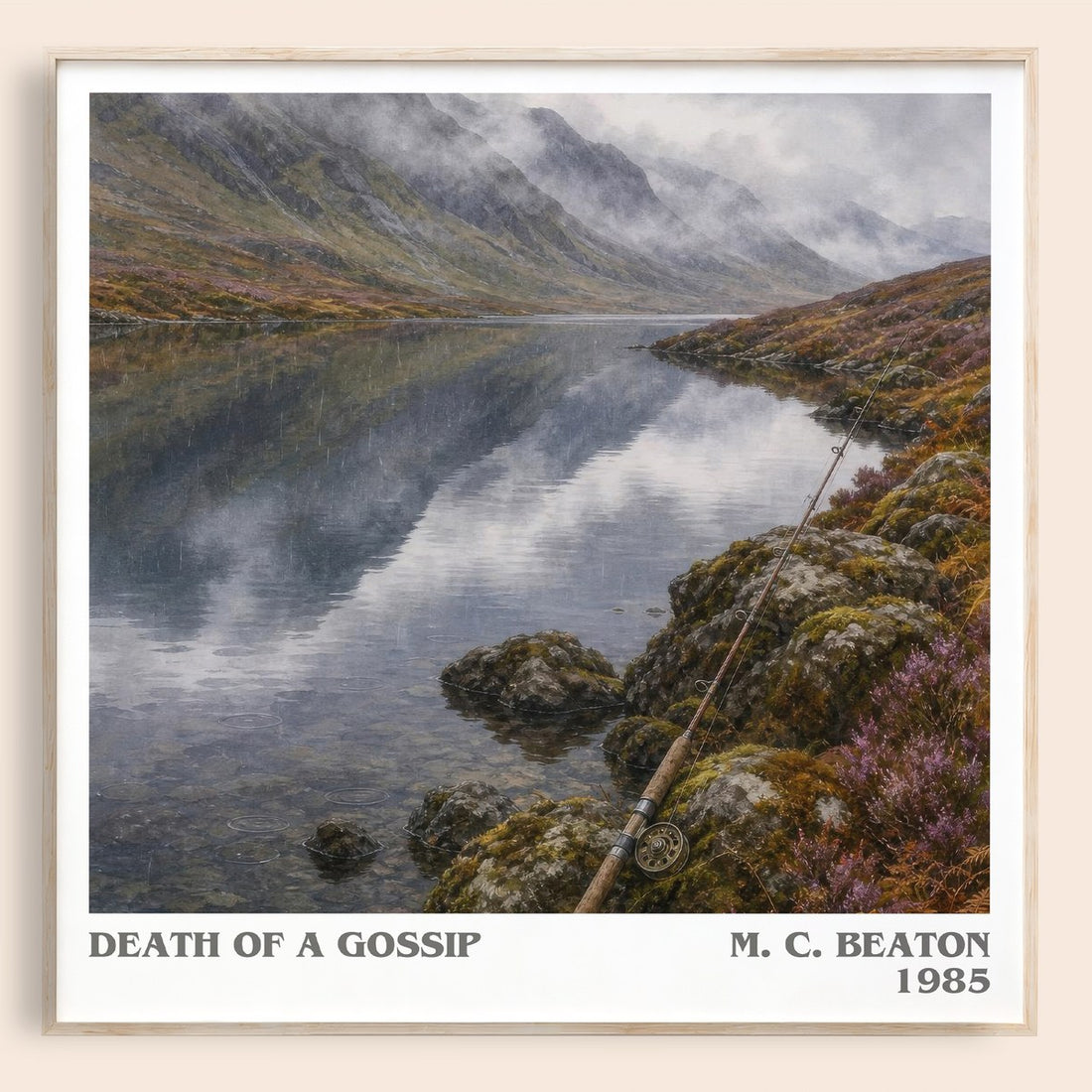Death of a Gossip literary book poster by M. C. Beaton – framed literary art print