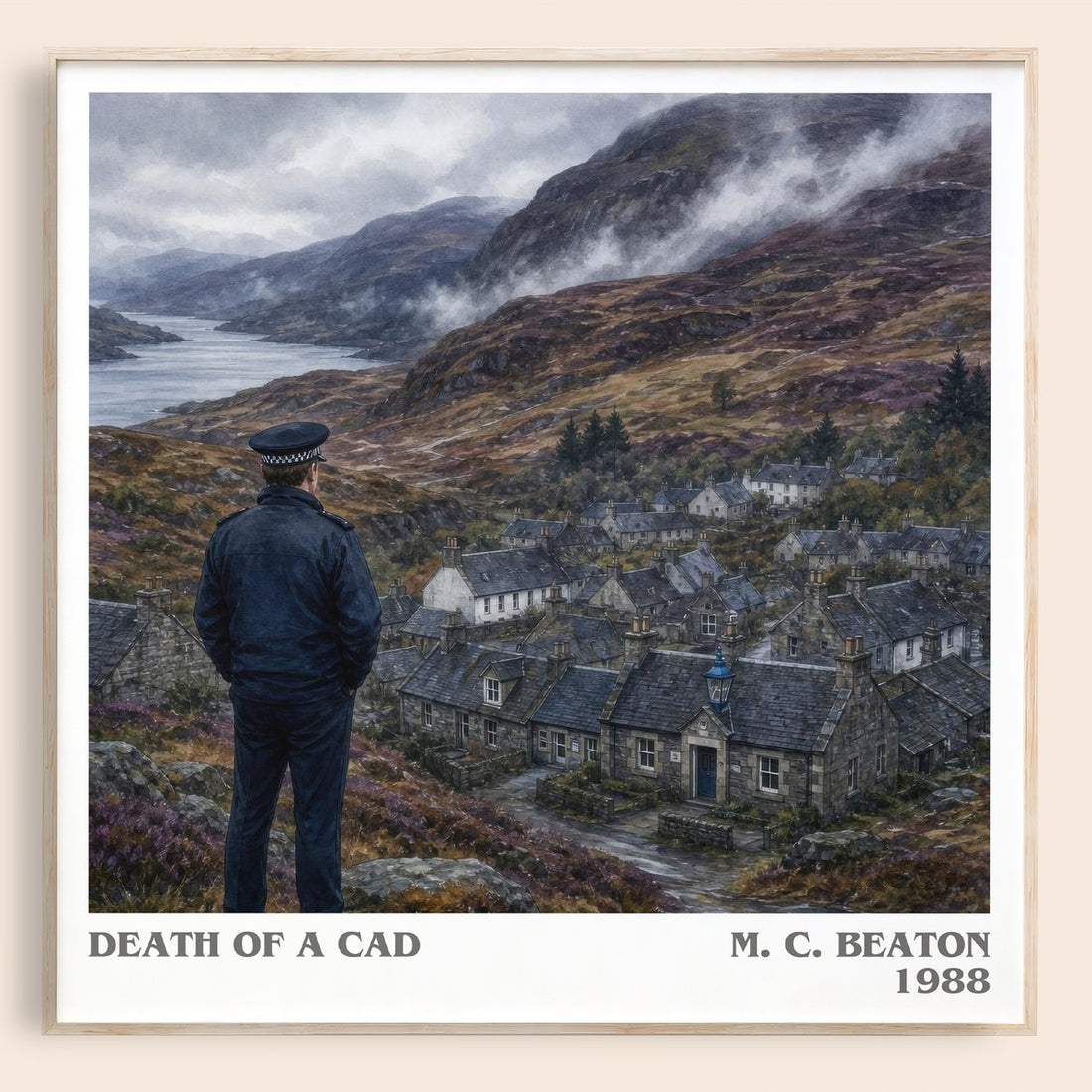 Death of a Cad literary book poster by M. C. Beaton – framed literary art print