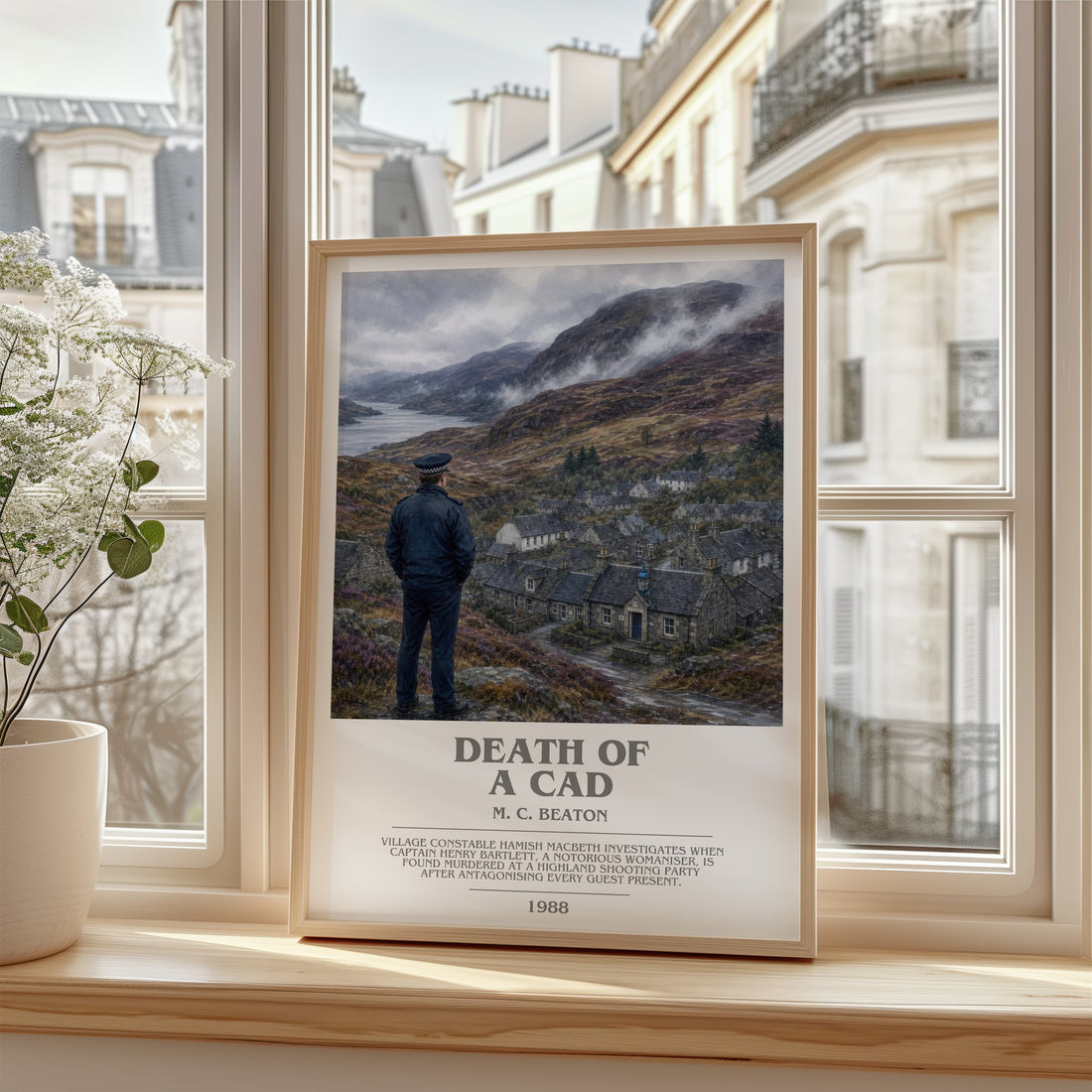 Death of a Cad bookish poster colour and style options – M. C. Beaton book art