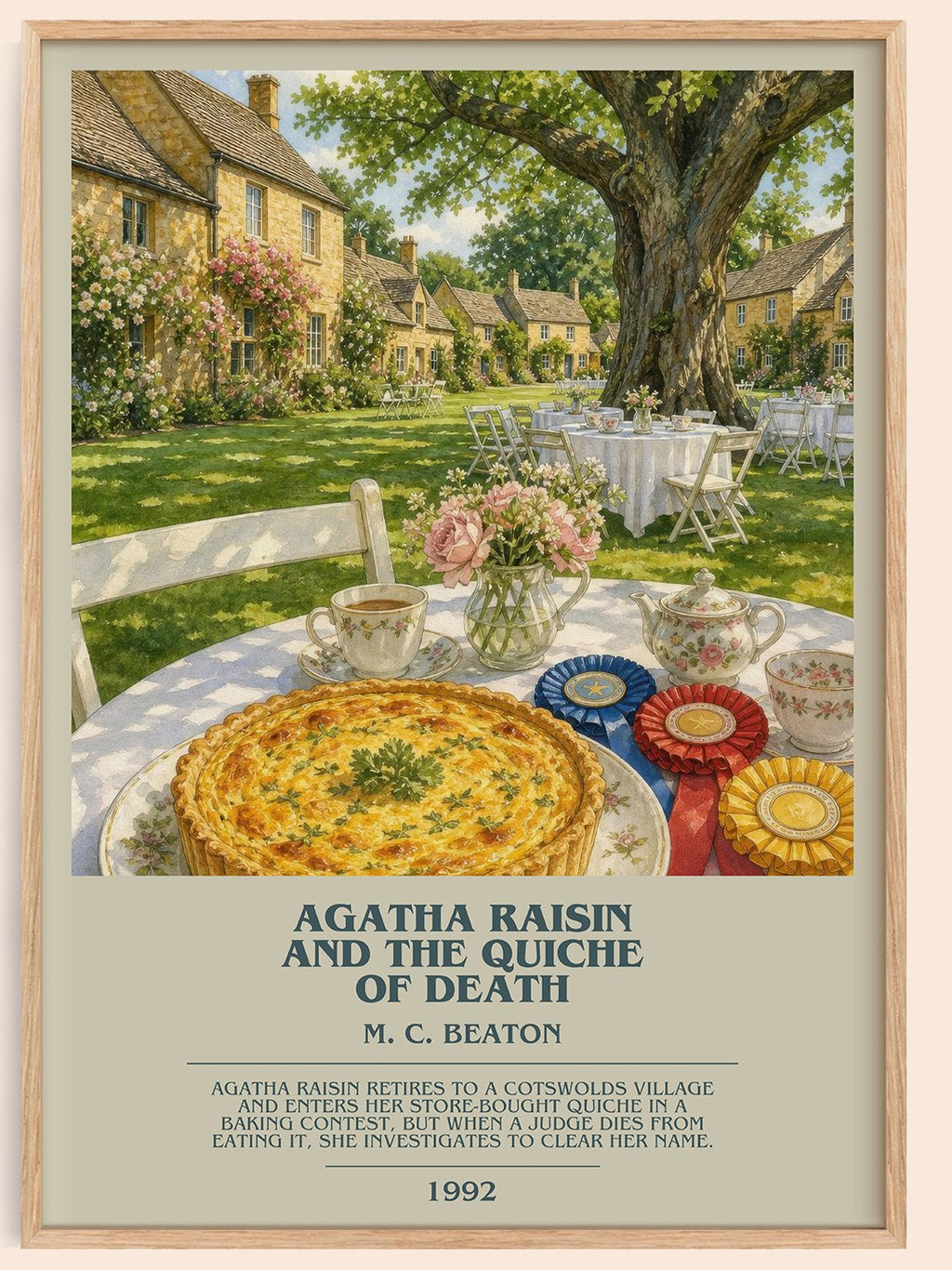 Agatha Raisin and the Quiche of Death bookish book poster by M. C. Beaton – framed literary art print