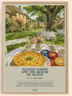 Agatha Raisin and the Quiche of Death bookish book poster by M. C. Beaton – framed literary art print