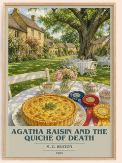 Agatha Raisin and the Quiche of Death book cover book poster by M. C. Beaton – framed literary art print
