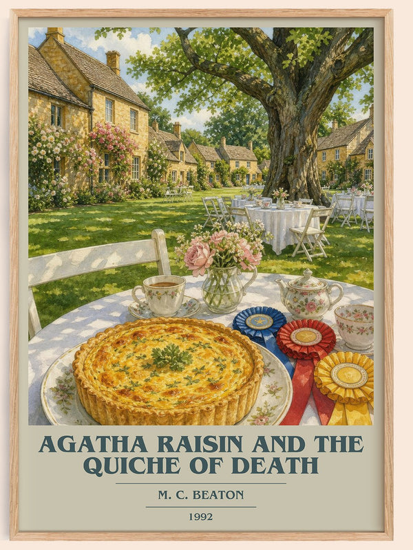 Agatha Raisin and the Quiche of Death book cover book poster by M. C. Beaton – framed literary art print