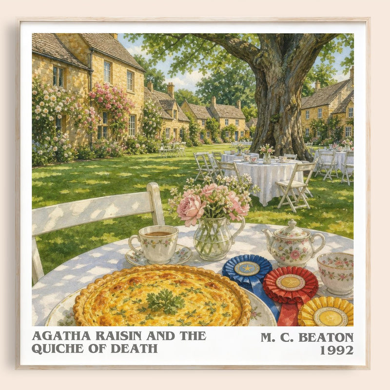 Agatha Raisin and the Quiche of Death literary book poster by M. C. Beaton – framed literary art print