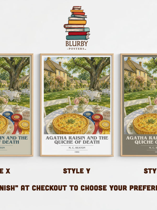 Agatha Raisin and the Quiche of Death book cover print in frame leaning in hallway – mystery wall art