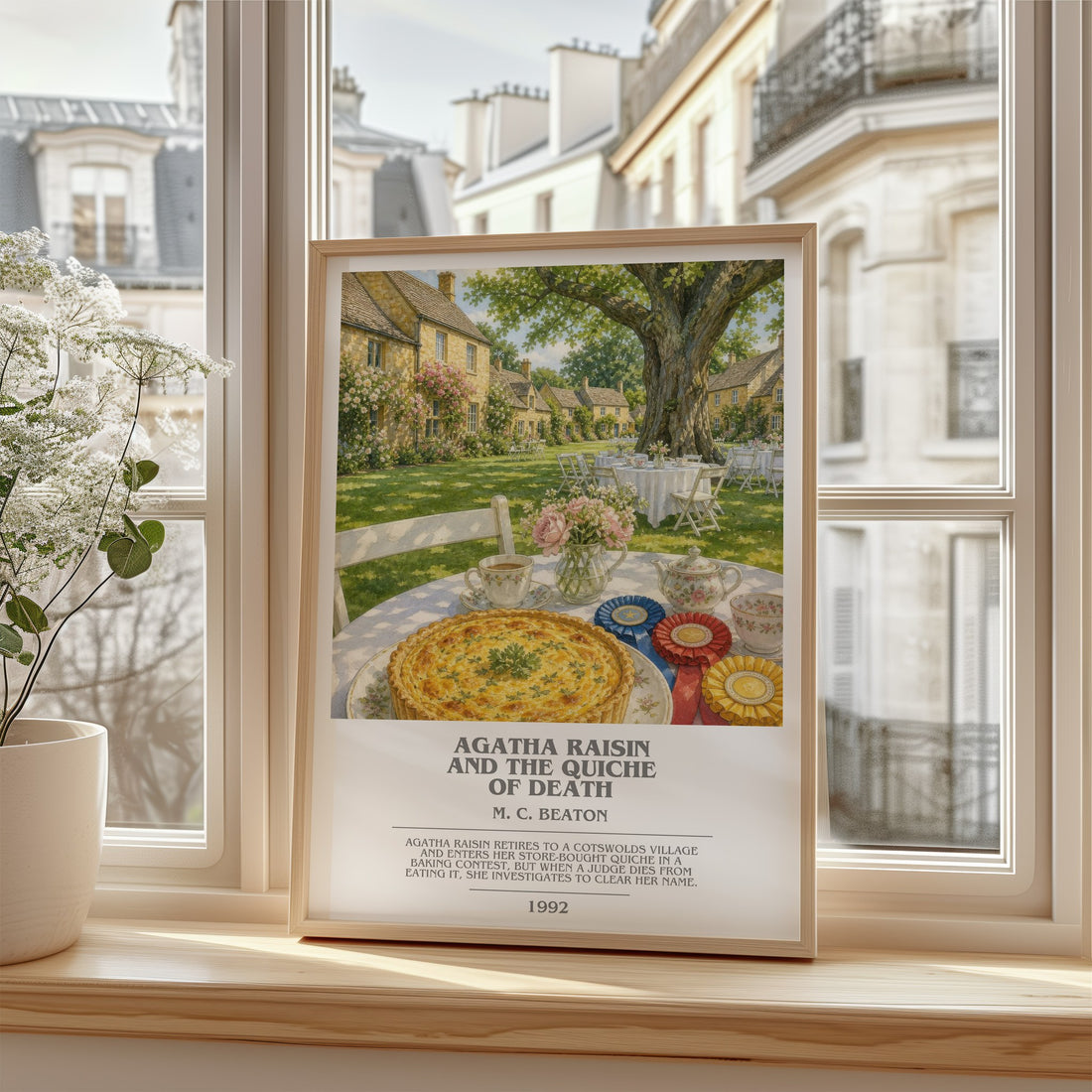 Agatha Raisin and the Quiche of Death bookish poster colour and style options – M. C. Beaton book art