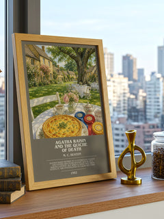 Agatha Raisin and the Quiche of Death bookish print framed by window – literary home decor