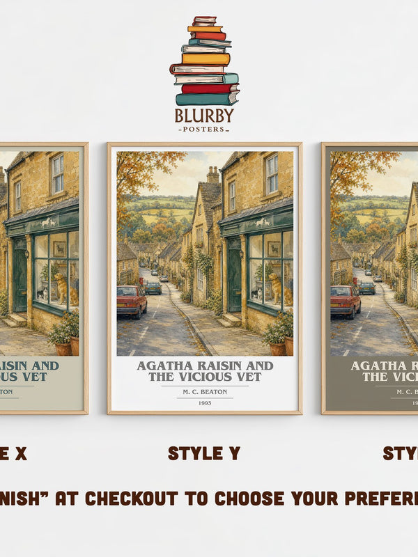 Agatha Raisin and the Vicious Vet book cover print in frame leaning in hallway – mystery wall art