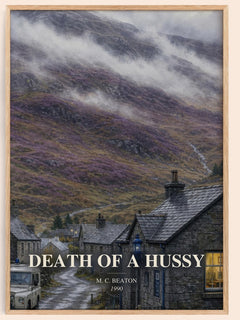 Death of a Hussy watercolour book poster by M. C. Beaton – framed literary art print